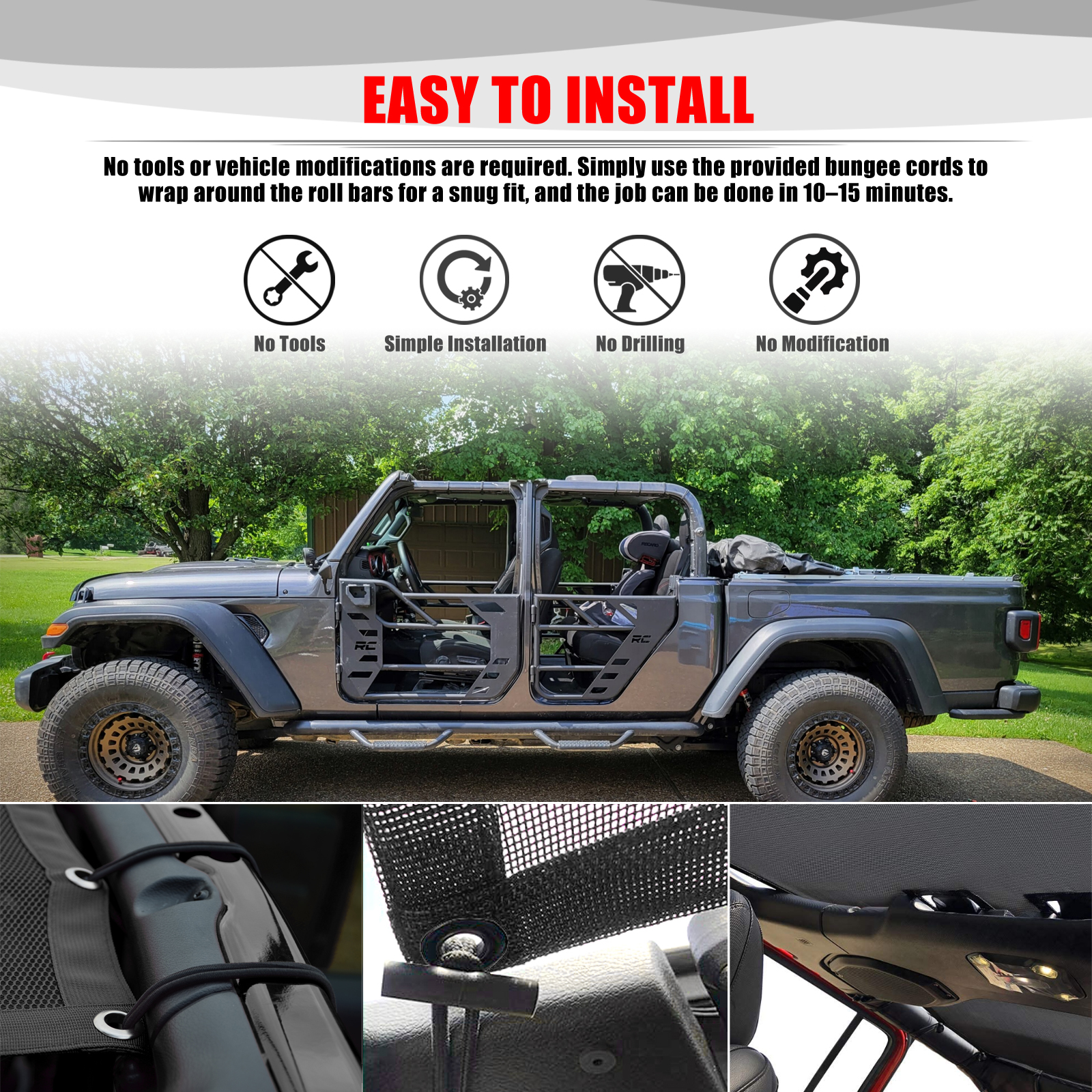 For Jeep Gladiator JT 4 Door A – обзор и цена Screen Top Mesh
